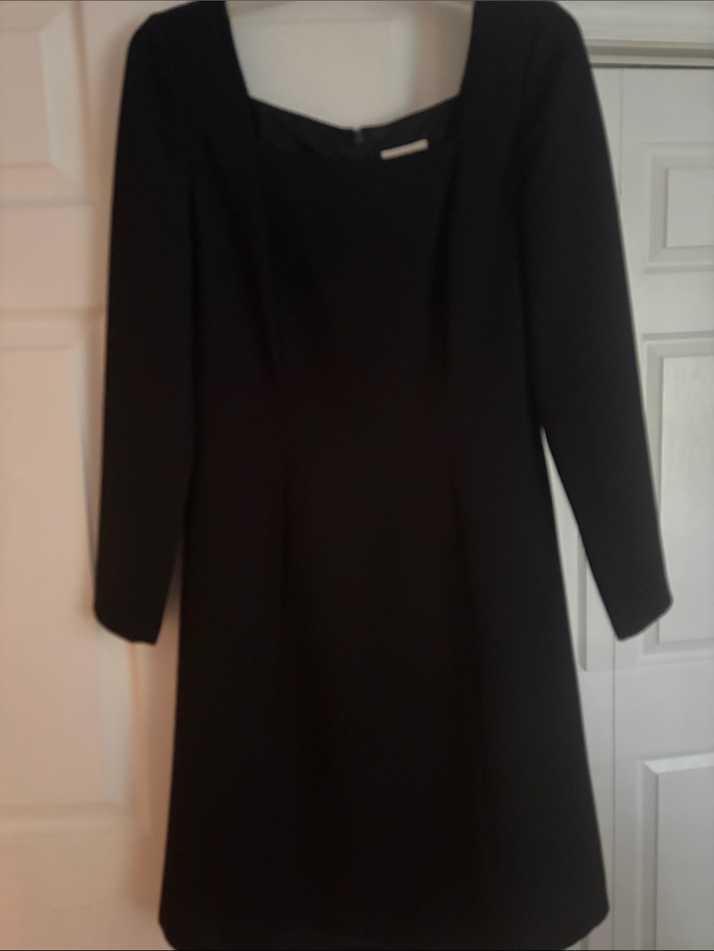 Liz Claiborne Black Long-Sleeve Square Neck Dress.  Fully lined.